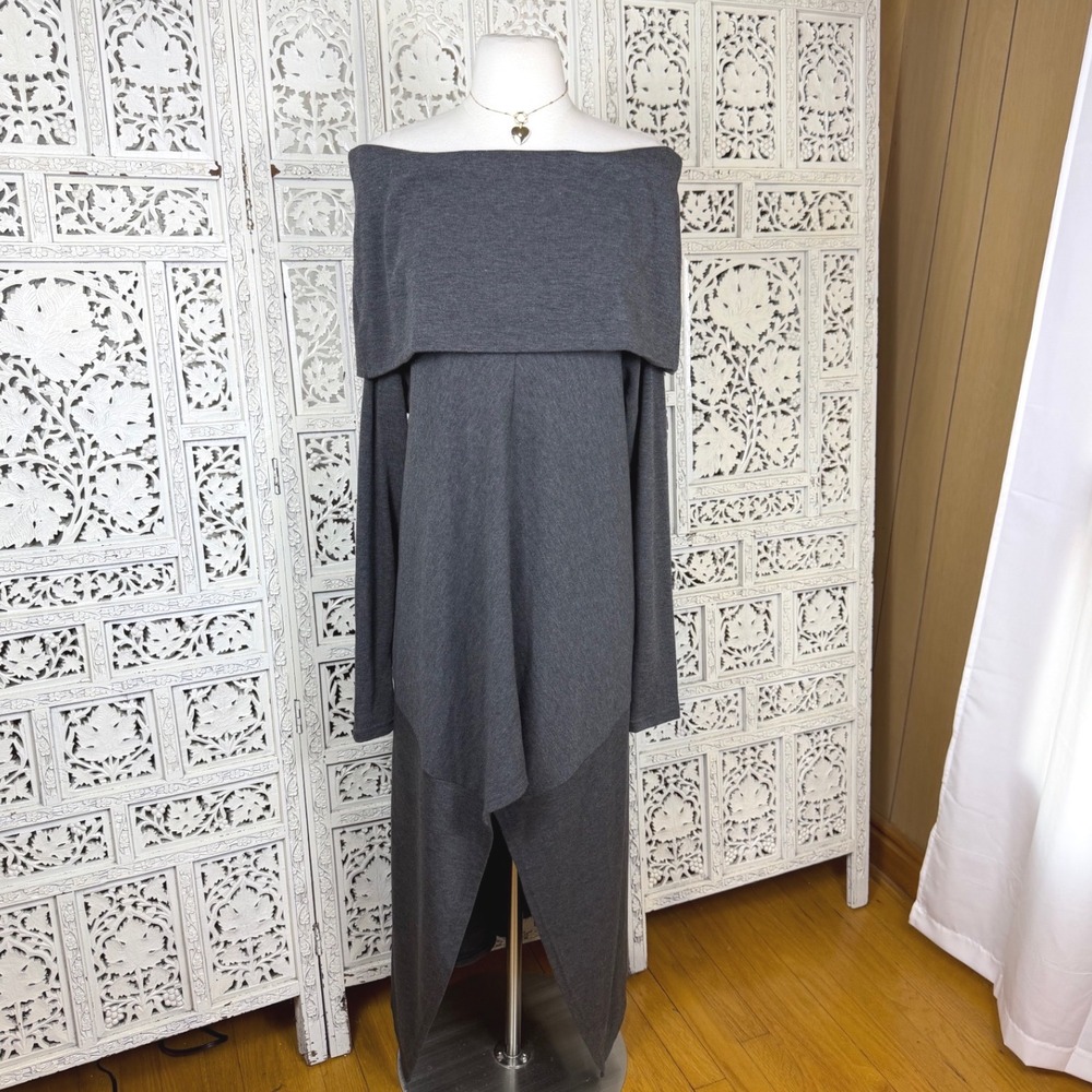 Metamorphoza Gray Off The Shoulder Asymmetric Tunic M/L Lagenlook Avante Garde